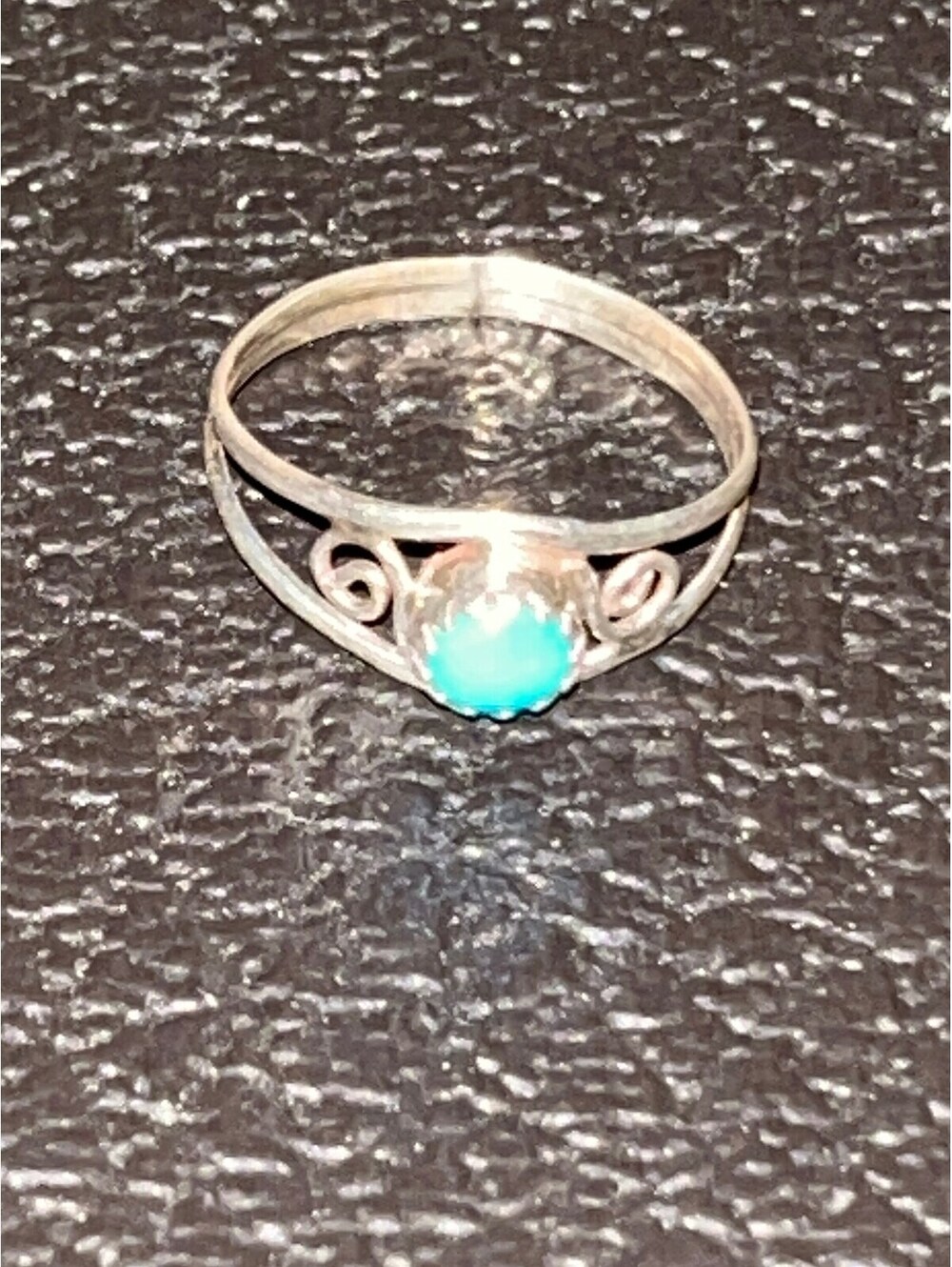 Navajo handmade turquoise sterling silver cluster ring size 6.5